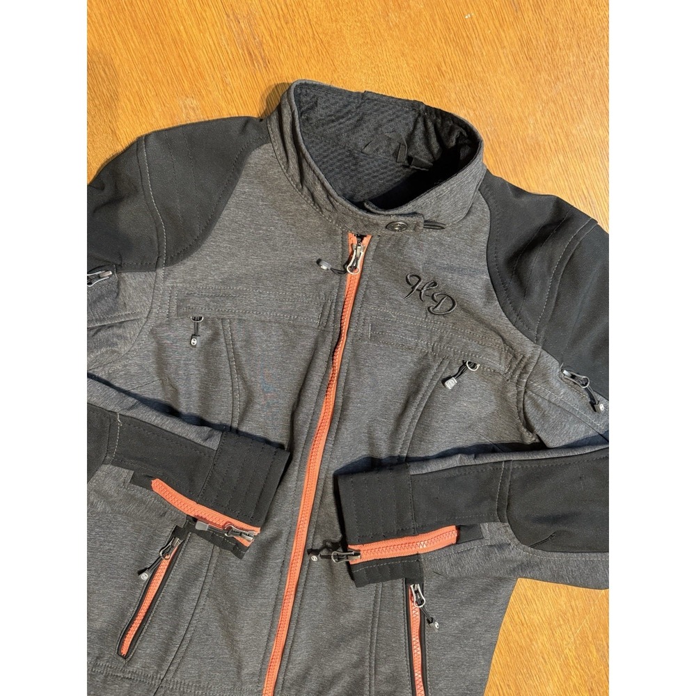 Harley Davidson Womens M Softshell Riding Jacket Black Orange Embroidered
